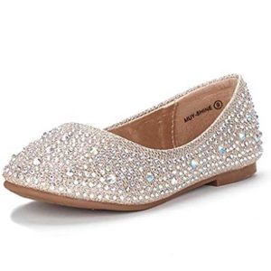 DREAM PAIRS Gold Glitter Ballerina Flats Size 1